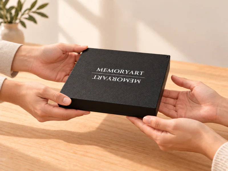 MEMORYART gift box being delivered